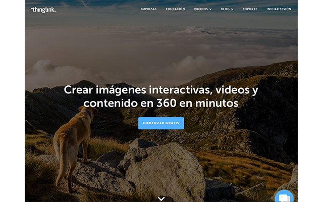 Captura de pantalla de la pgina de inicio de Thinglink